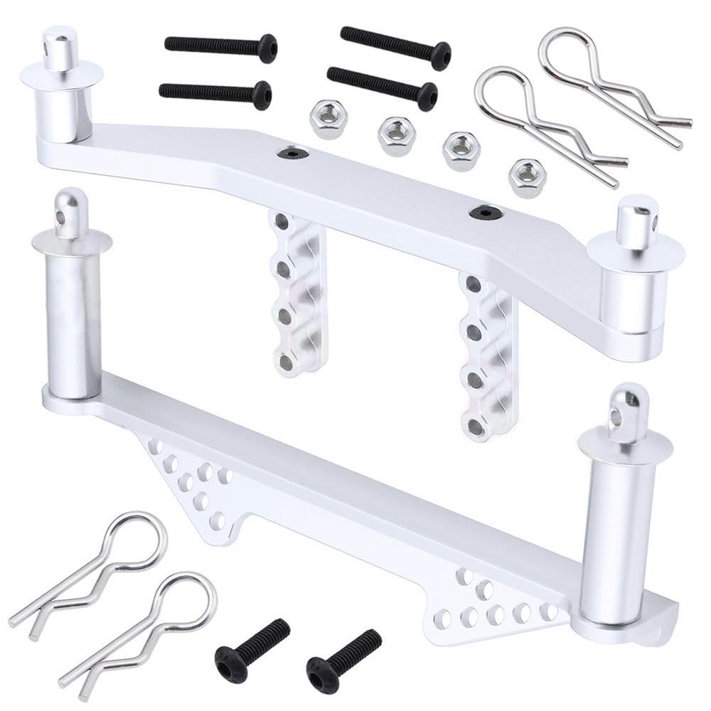 Metal Front & Rear Body Mounts with Body Posts Upgrade Parts for 1/10 Traxxas Slash 2WD Rustler Stampede VXL RC Car(Silver)