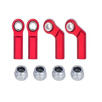 1/10 RC Car Ball Joint,4pcs M4 Chassis Link Steering Rod Ends - Straight/Bend Rod Ends for 1/10 RC Crawler (SCX10, TRX4, Capra, VS4-10, Wraith) (2Bend 2Straight 7mm Red)