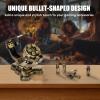ASTRANOVA Metal Bullet Dice Set with Spinning Revolver Cylinder Holder for DND, Tabletop Games(Bronze) view 2