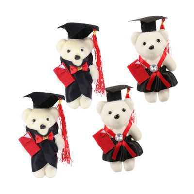 Abaodam 4pcs Mini Plush Graduation Bear Adorable Stuffed Bears Flower Bouquet Accessories for Graduation and Unique Keepsake