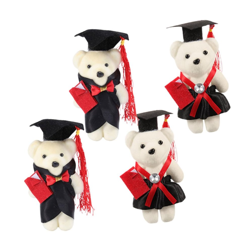 Abaodam 4pcs Mini Plush Graduation Bear Adorable Stuffed Bears Flower Bouquet Accessories for Graduation and Unique Keepsake