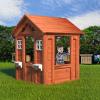 Wooden Playhouse with 2 Windows and Flowerpot Holder,42" Lx46 Wx55 H,Golden Red MB672 view 2