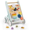 BABY JOY Wooden Baby Walker, Push and Pull Learning Activity Center, Montessori Educational Toy w/Wheels, Storage, Push Walker for Learning to Walk,Toddlers, Boys and Girls 1+ Years Old (Green) view 1