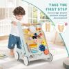BABY JOY Wooden Baby Walker, Push and Pull Learning Activity Center, Montessori Educational Toy w/Wheels, Storage, Push Walker for Learning to Walk,Toddlers, Boys and Girls 1+ Years Old (Green) view 4