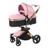 360Rotatable PU Leather 2 in 1 Stroller with Bassinet Mode,One-Click Folding & High Landscape for Newborn to Toddler(Gold&Pink) view 1
