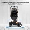 360Rotatable PU Leather 2 in 1 Stroller with Bassinet Mode,One-Click Folding & High Landscape for Newborn to Toddler(Gold&Pink) view 2