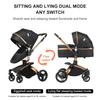 360Rotatable PU Leather 2 in 1 Stroller with Bassinet Mode,One-Click Folding & High Landscape for Newborn to Toddler(Gold&Pink) view 3