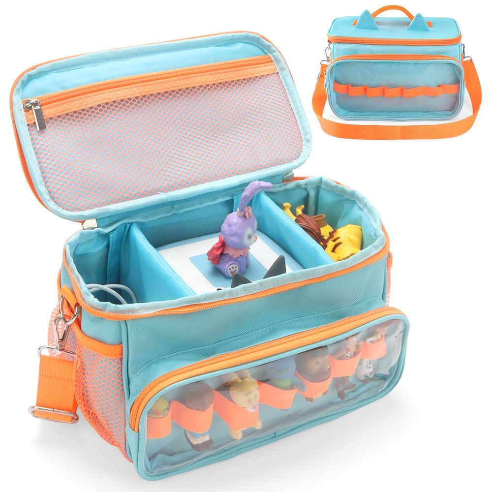 Carrying Case for Toniebox Starter, Storage Compatible with Tonies Box 1&2, Tonies Characters Figures, Headphones and Charging Station, Portable Storage Bag with Shoulder Strap and Handle Bar (Pink)