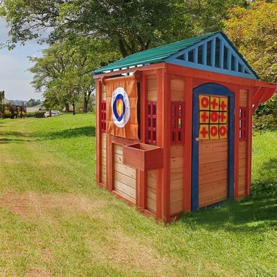 Eco Friendly Outdoor Wooden 4 in 1 Game House for gplayhouse with Different Games on Every,Solid Wood,61.4" Lx45.98 Wx64.17 H NP769