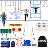 2x65 Ft Ninja Obstacle Course Kit for Kids with Slackline and 12 Fun Accessories Including Climbing Net, Rope Ladder, Monkey Bars, Ninja Obstacle Course for Kids Ages 3+ with 440lbs Weight Capacity view 1