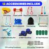 2x65 Ft Ninja Obstacle Course Kit for Kids with Slackline and 12 Fun Accessories Including Climbing Net, Rope Ladder, Monkey Bars, Ninja Obstacle Course for Kids Ages 3+ with 440lbs Weight Capacity view 3