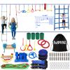 2x50 Ft Ninja Obstacle Course Kit for Kids with Slackline and 13 Fun Accessories Including Climbing Net, Rope Ladder, Monkey Bars, Ninja Obstacle Course for Kids Ages 3+ with 440lbs Weight Capacity view 1