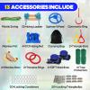 2x50 Ft Ninja Obstacle Course Kit for Kids with Slackline and 13 Fun Accessories Including Climbing Net, Rope Ladder, Monkey Bars, Ninja Obstacle Course for Kids Ages 3+ with 440lbs Weight Capacity view 3