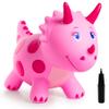 EVERICH TOY Dinosaur Bouncy Animal Toys, Pink Triceratops Bouncer, Ride on Bounce Hopper for Kids 2-5 Indoor Outdoor Activity Birthday for 18 Months 2 3 4 Years Old Boys view 1