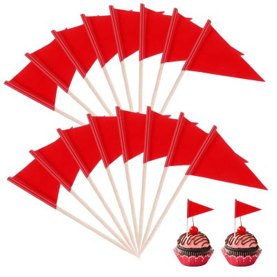 100 Pcs Golf Cupcake Toppers Golf Flag Toothpicks Solid Red Toothpick Flags Small Mini Plain Triangle Cupcake Toppers Flags Fruit Cheese Markers For Wedding Party Buffet Appetizers Diy Decoration