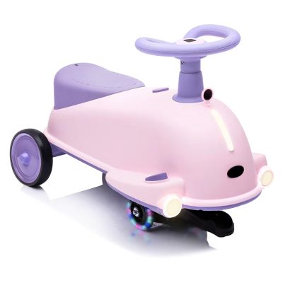 12V Electric Wiggle Car with LED Lights & Glow Wheels for 3+ Year Olds Kids