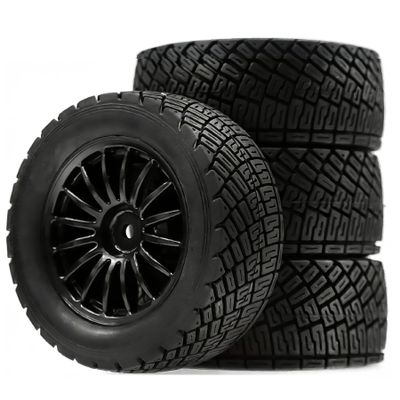 1/10 RC Rally Car Tires 12mm Hex Plastic 2.2''Wheels Rims RC Road Tyres OD 78mm for 1/10 HPI WR8 Off-Road Rally 1/14 WLtoys 124019 144001 1/16 Redcat Volcano RC Buggy (Black)
