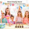 4-Tier Wooden Display Stand With Acrylic Risers, Shelf For Jewelry, Perfumes, Dolls, Cupcakes, Toys, Makeup view 2