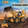 FANXMF RC Backhoe Wheel Loader 2.4G Fully Functional 1/20 Remote Control Excavator Bulldozer Back Hoe Truck Tractor Digger Heavy Duty Construction Vehicle Engineering Trucks view 2