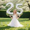 40 Inch Silver Number 25 Digital Balloon,Jumbo Mylar Foil Helium Balloon for 25 Balloons for Birthday Party,Wedding Anniversary Party Decorations view 4