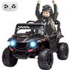 12V Kids Ride On Truck Car Electric Ride On Toy for Toddles with Remote Control, Spring Suspension, Led Lights, Music, Black view 1