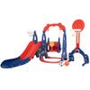 5 in 1 Slide and Swing Playing Set, Toddler Extra Long Slide with 2 Basketball Hoops, Football, Ringtoss, Indoor Outdoor JB118 view 1