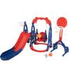 5 in 1 Slide and Swing Playing Set, Toddler Extra Long Slide with 2 Basketball Hoops, Football, Ringtoss, Indoor Outdoor JB118 view 4