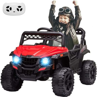 12V Kids Ride On Truck Car Electric Ride On Toy for Toddles with Remote Control, Spring Suspension, Led Lights, Music, Red