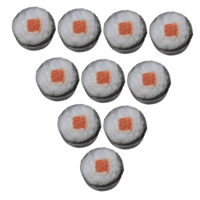 INOOMP 10pcs Miniature Sushi Set Lifelike Onigiri and Rice Roll Food Models for Dollhouse Display and Photography Realistic Kitchen Props for Crafting