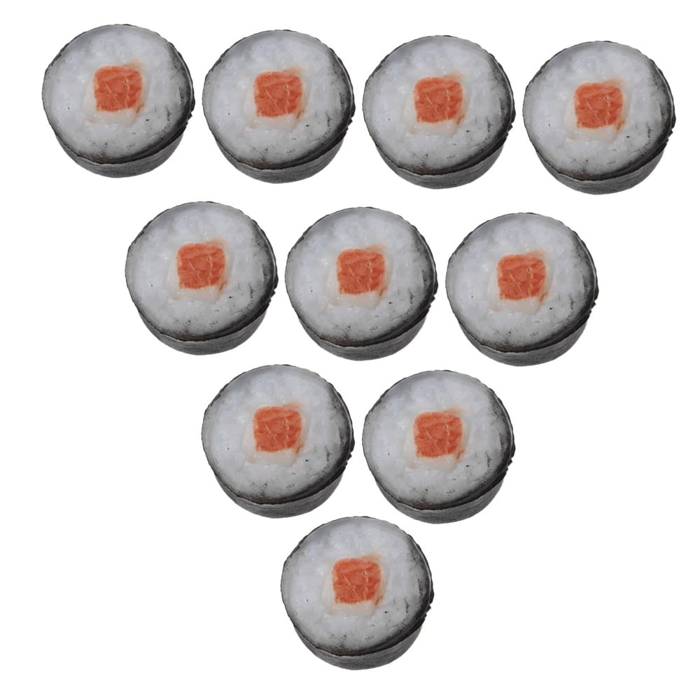 INOOMP 10pcs Miniature Sushi Set Lifelike Onigiri and Rice Roll Food Models for Dollhouse Display and Photography Realistic Kitchen Props for Crafting