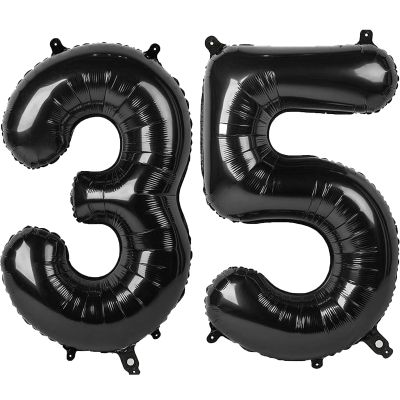 40 Inch Black Number 35 Digital Balloon,Jumbo Mylar Foil Helium Balloon for 35 Balloons for Birthday Party,Wedding Anniversary Party Decorations