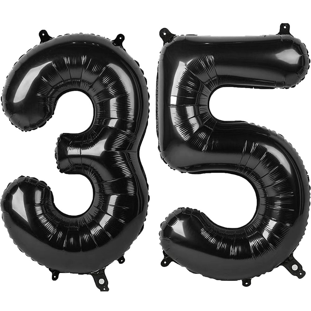 40 Inch Black Number 35 Digital Balloon,Jumbo Mylar Foil Helium Balloon for 35 Balloons for Birthday Party,Wedding Anniversary Party Decorations