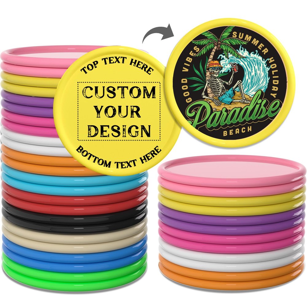 200-1000 Custom Poker Chips, Plastic Poker Chips Personalized Your Own Logo/Image/Text, Double Side Full Color Printing Drink Tokens with Storage Case for Bar, Wedding, Events, Promotions (Yellow)