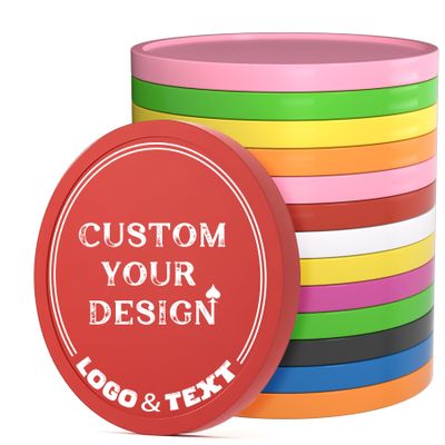100 PCS Custom Poker Chips, 9 Colors Drink Tokens Chips, Double Sides Full-Color Print Your Logo and Text, Personalized Plastic Poker Chips for Bar Promotions, Golf Club, Parties & Events (Red)