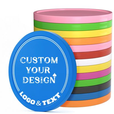 100 PCS Custom Poker Chips, 9 Colors Drink Tokens Chips, Double Sides Full-Color Print Your Logo and Text, Personalized Plastic Poker Chips for Bar Promotions, Golf Club, Parties & Events (Blue)