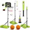 4 in 1 Kids Basketball Hoop and Tball Set for kids 3-5, Adjustable Height Toddler Basketball Hoop, Hanging Tee Baseball with Automatic Pitching Toddler Birthday Gift Outdoor Toys for 3-12 Years Old view 1