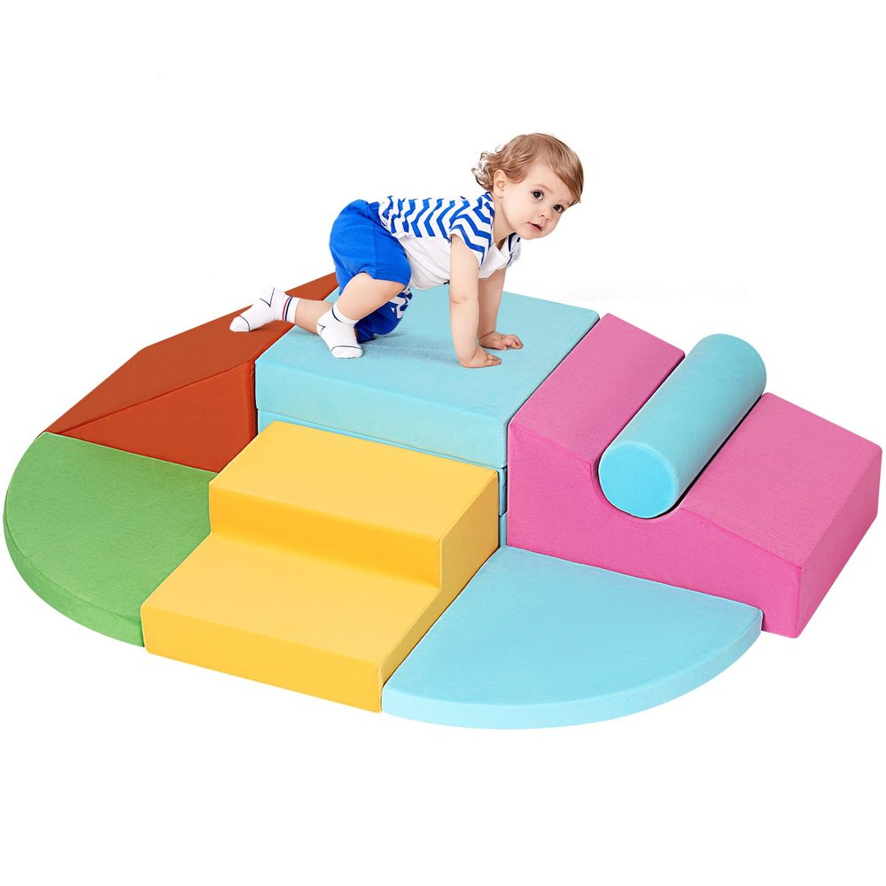 7PCS Climbing Toys for Toddlers 1-3 Inside, Foam Baby Climbing Blocks Soft Play Set for Toddlers 1-3, Corner Toddler Climbing Toys Indoor Baby Climbing Gym for Toddler Climbing Crawling and Sliding