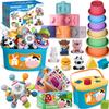 Baby Toys 6-12 Months, 6 in 1 Montessori Toys for 1 Year Old, Soft Infant Sensory Teething Toy, Stacking Cups & Blocks, Shape Sorter Blocks, Finger Puppets, Tissue Box Toy for Toddler 0-3-6-9-12 M+ view 1