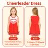 5Pack Cheerleader Costume Outfit for Girls Sparkly Cheer Dress with Striped Socks Bowtie Headpiece & Pom Poms Complete Set for Halloween Party School Events Uniform Outfit Age 7-8 Years (Red) view 2