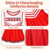 5Pack Cheerleader Costume Outfit for Girls Sparkly Cheer Dress with Striped Socks Bowtie Headpiece & Pom Poms Complete Set for Halloween Party School Events Uniform Outfit Age 7-8 Years (Red) view 3