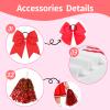 5Pack Cheerleader Costume Outfit for Girls Sparkly Cheer Dress with Striped Socks Bowtie Headpiece & Pom Poms Complete Set for Halloween Party School Events Uniform Outfit Age 7-8 Years (Red) view 4