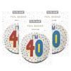 One The Wall Silver 40th Birthday Badge 8.5cm Foil Age 40 with Safety Pin for Party Outfit Accessories Durable Age Badge for Celebrating Milestone Events, pkg of 3, Foil Finish view 1