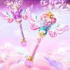 Uregoio 2 Pack Princess Bubble Wands Machine for Girls with Rotating Design, Outdoor Bubble Maker Toys for Kids Ages 4-8, Rechargeable Light & Music Fairy Wands for Party Birthday(Pink & Purple) view 1