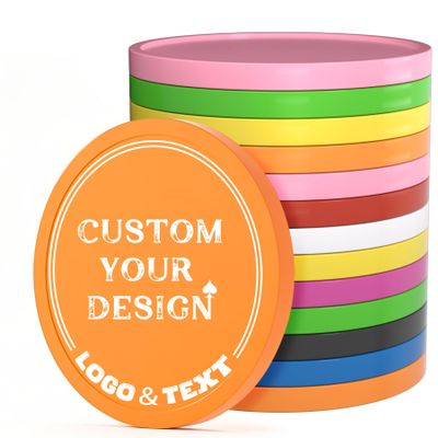 100 PCS Custom Poker Chips, 9 Colors Drink Tokens Chips, Double Sides Full-Color Print Your Logo and Text, Personalized Plastic Poker Chips for Bar Promotions, Golf Club, Parties & Events (Orange)