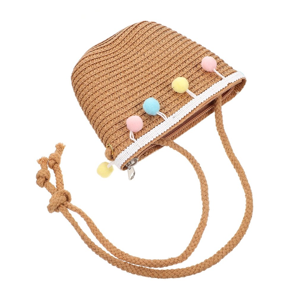 NOLITOY Straw Woven Handbag Boys and Girls Bag Summer Straw Bag Fashionable Design