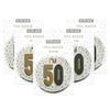 One The Wall Silver 50th Birthday Badge 8.5cm Foil Age 50 with Safety Pin for Party Outfit Accessories Durable Age Badge for Celebrating Milestone Events, pack of 5, Foil view 1