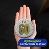 One The Wall Silver 60th Birthday Badge 8.5cm Foil Age 60 with Safety Pin for Party Outfit Accessories Durable Age Badge for Celebrating Milestone Events, pack of 5, Foil view 4