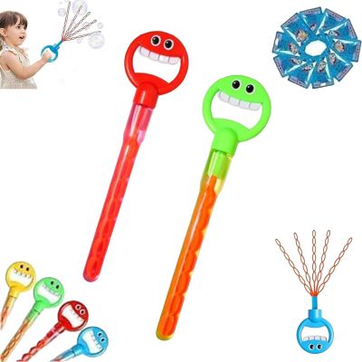 Magical 5-Claw Smiley Bubble Stick,32 Hole Smiley Face Bubble Wand with Five Claws,Smiley Face Bubble Wands Bubble Sticks Toy with Bubbles Refill (Green+Red)