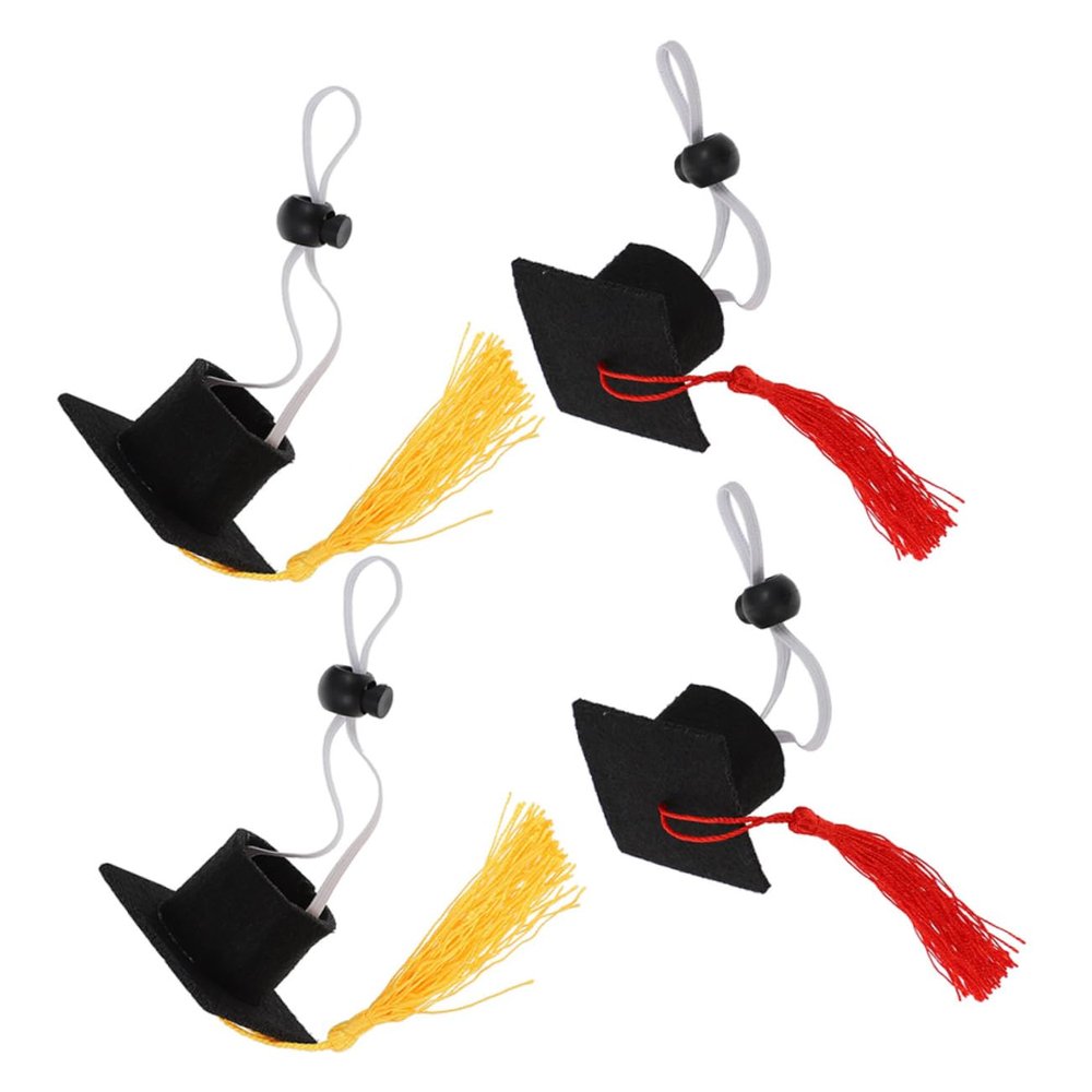 Abaodam 4pcs Pet Graduation Caps with Tassels Adorable Doctoral Hats for Dogs and Cats Costume for Graduation Party Celebrations