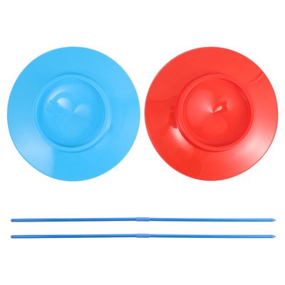 BESTonZON Juggling Plates with Sticks 10-Inch Soft Spinning Circus Toys for Kids and Adults Performance Hobby Game